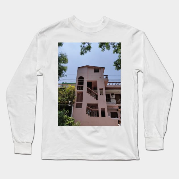 pretty pink building Long Sleeve T-Shirt by stupidpotato1